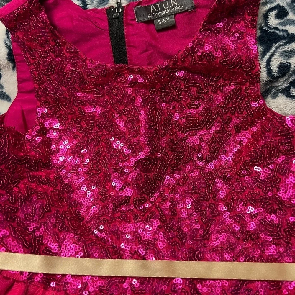Oshkosh Long Sleeve Shirt Little Girls Sz 5/6 Pink Dress Roses Denim Jean Lot